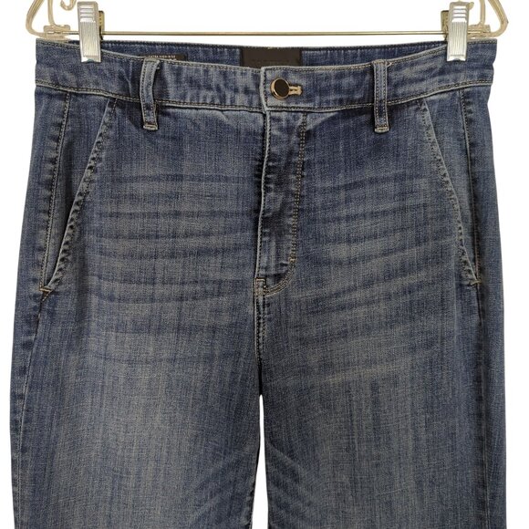 White House Black Market Blue Denim Jeans Sz 10 Wide Leg Extra High-Rise Soft - Picture 3 of 14